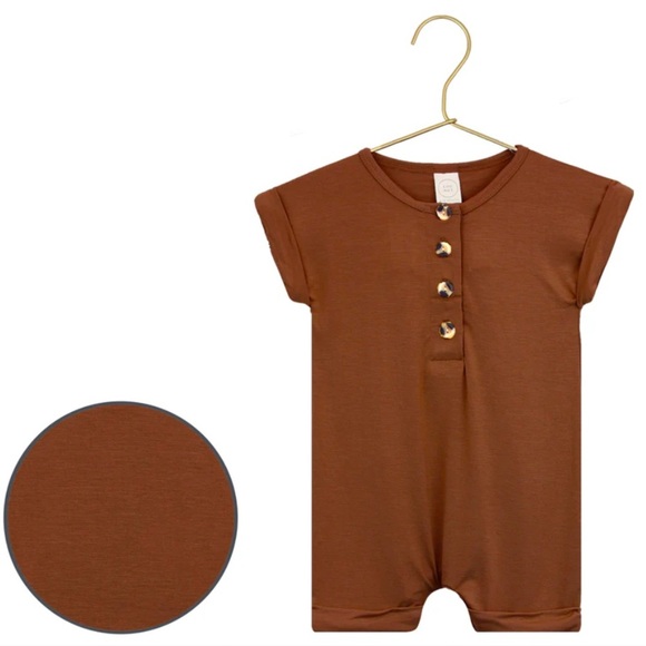 Lou Lou & Company Solid Cannon Rust Romper Size‎ 3-6M New Box Rust Brick Orange - Picture 1 of 5
